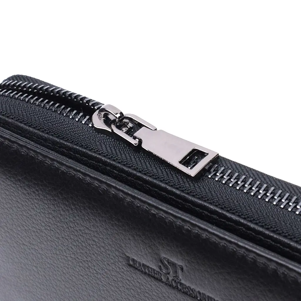 Чоловічий клатч із блоком для карт з натуральної шкіри ST Leather 22694 чорний - фото 5