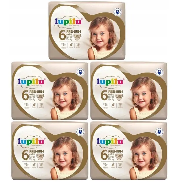 Підгузники Lupilu Premium Extra large Розмір 6, Вага 15+ кг, 190 шт