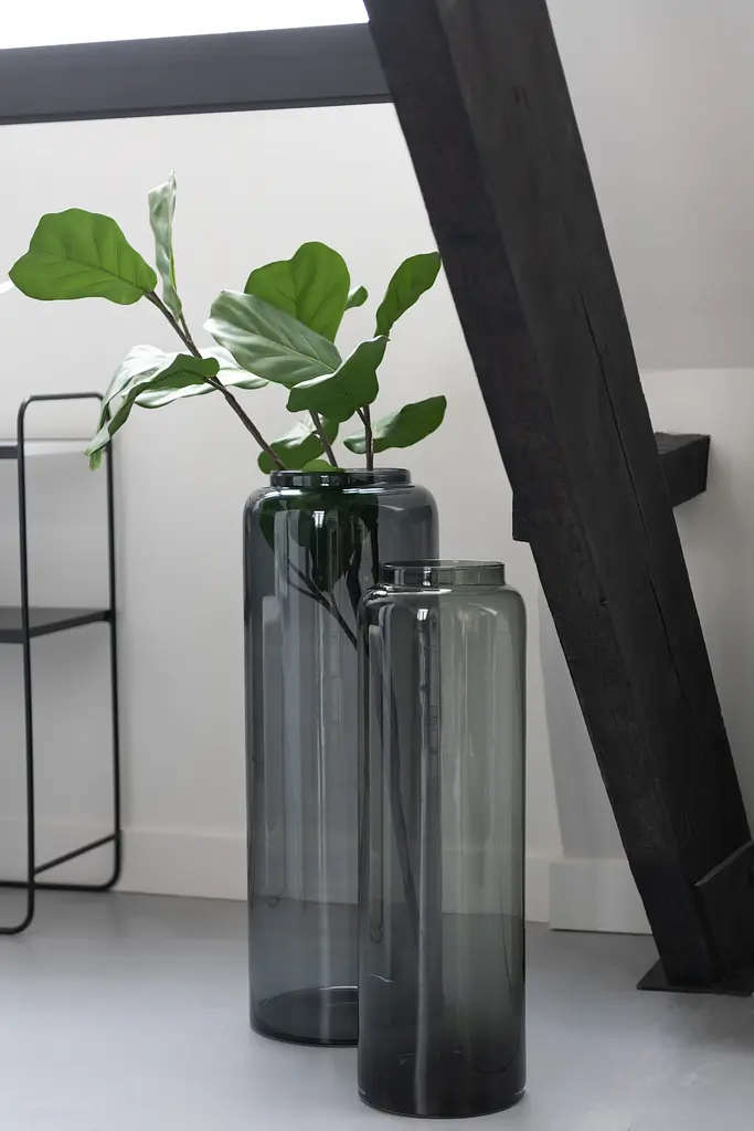 Ваза J-line стеклянная узкая прозрачная черная 70 см (14040) - фото 2