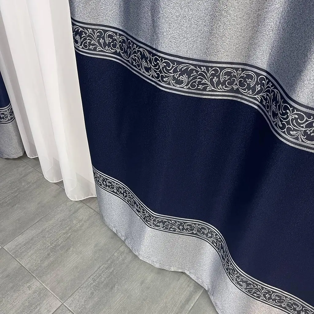 Жакардові штори сіро-синього кольору на тасьмі 2шт. 140х270 ALBO pbe0052411 - фото 9