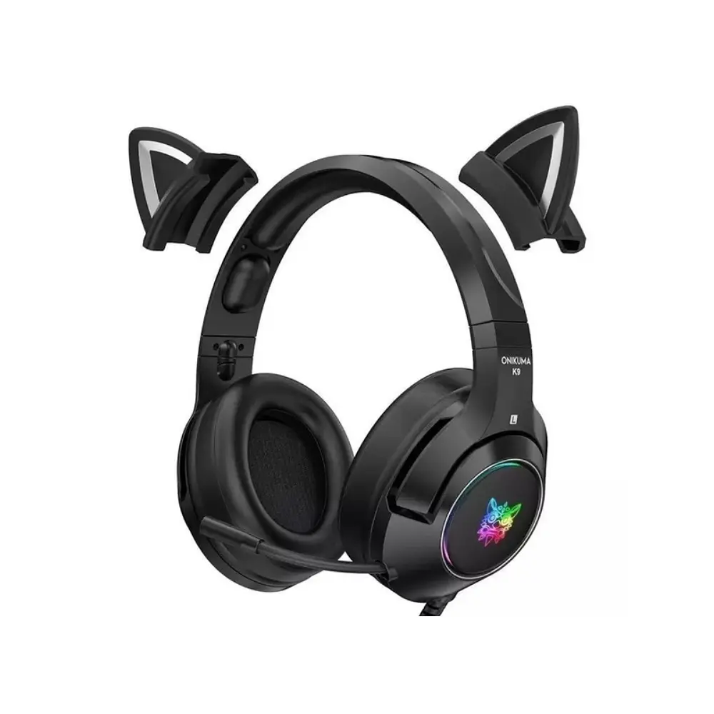 Дротова ігрова гарнітура Onikuma Gaming CAT with LED K9, USB, 3.5mm, 2.2m, black - фото 2
