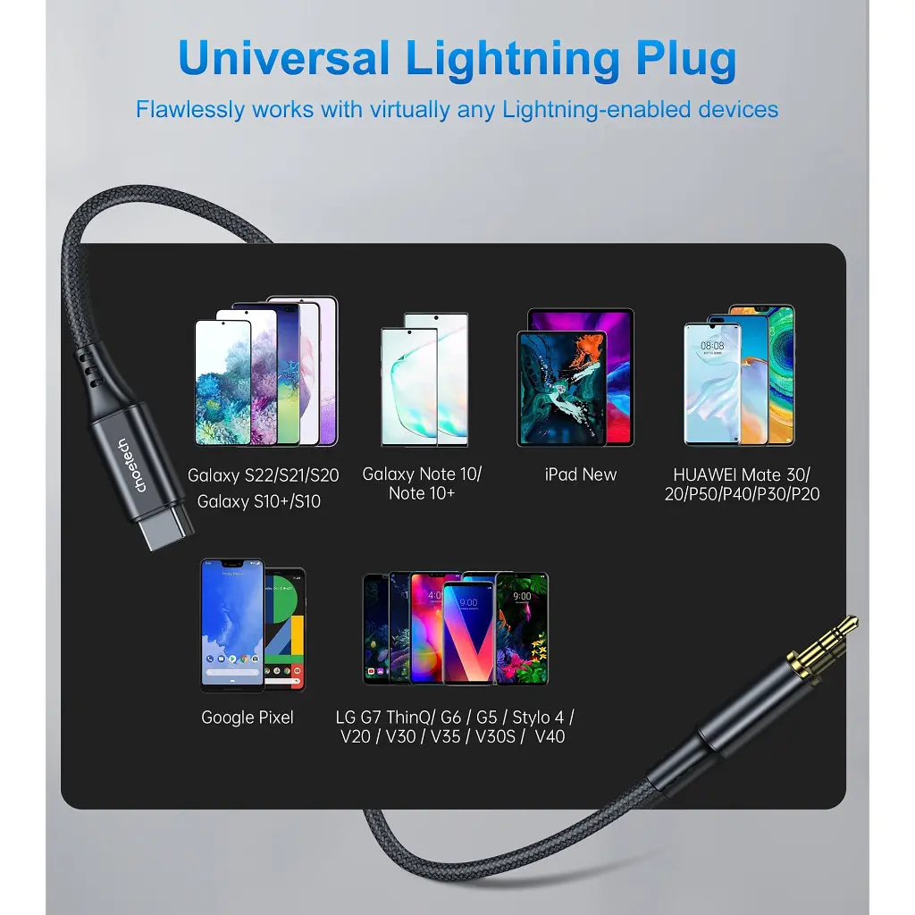 Перехідник USB-C to jack 3.5mm stereo audio (CDLA) 2.0m Choetech (AUX008-BK) - фото 2