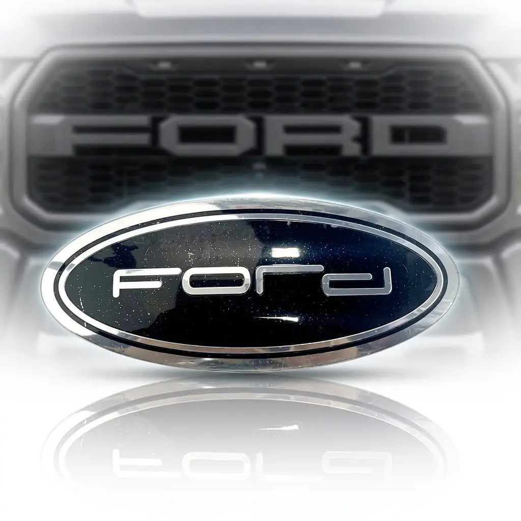 Емблема Ford чорна Хром 125×50 мм універсальний розмір пластик (на скотчі) - фото 2