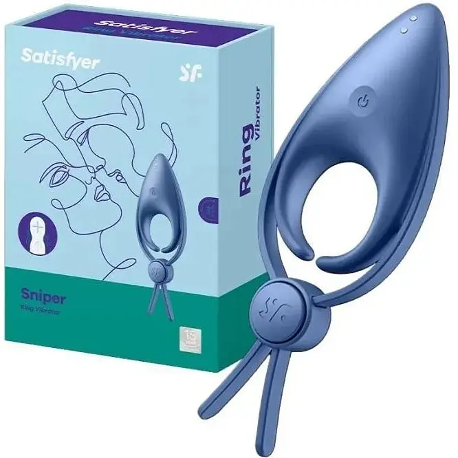 Эрекционное виброкольцо ласо с регулировкой размера Satisfyer Sniper Blue - фото 4