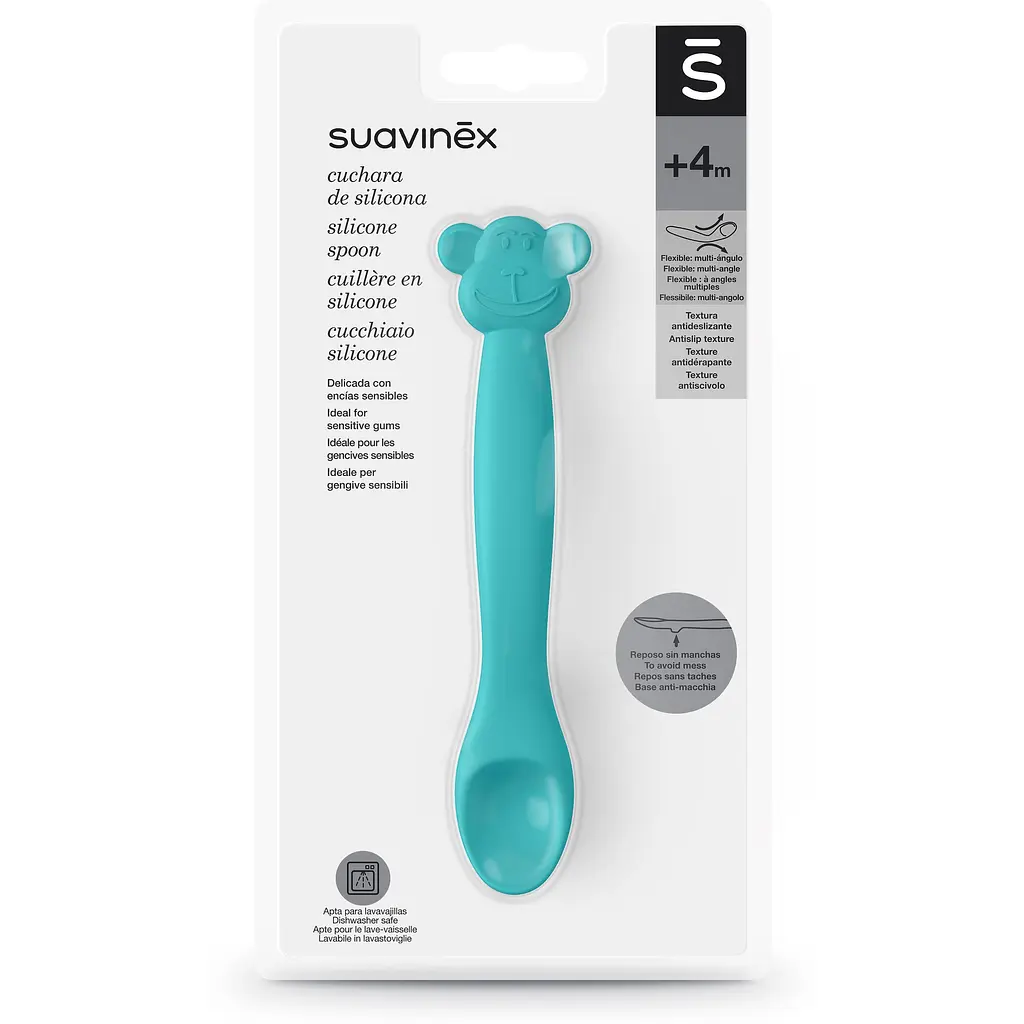Ложка силіконова Suavinex Animal з мавпою зелена (401354) - фото 3