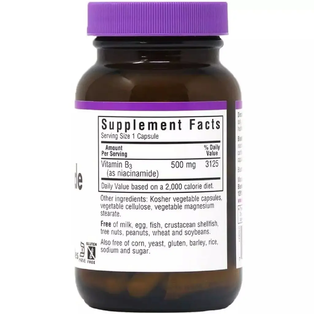 Ниацинамид Bluebonnet Nutrition Niacinamide 500 мг 60 веган капсул - фото 2
