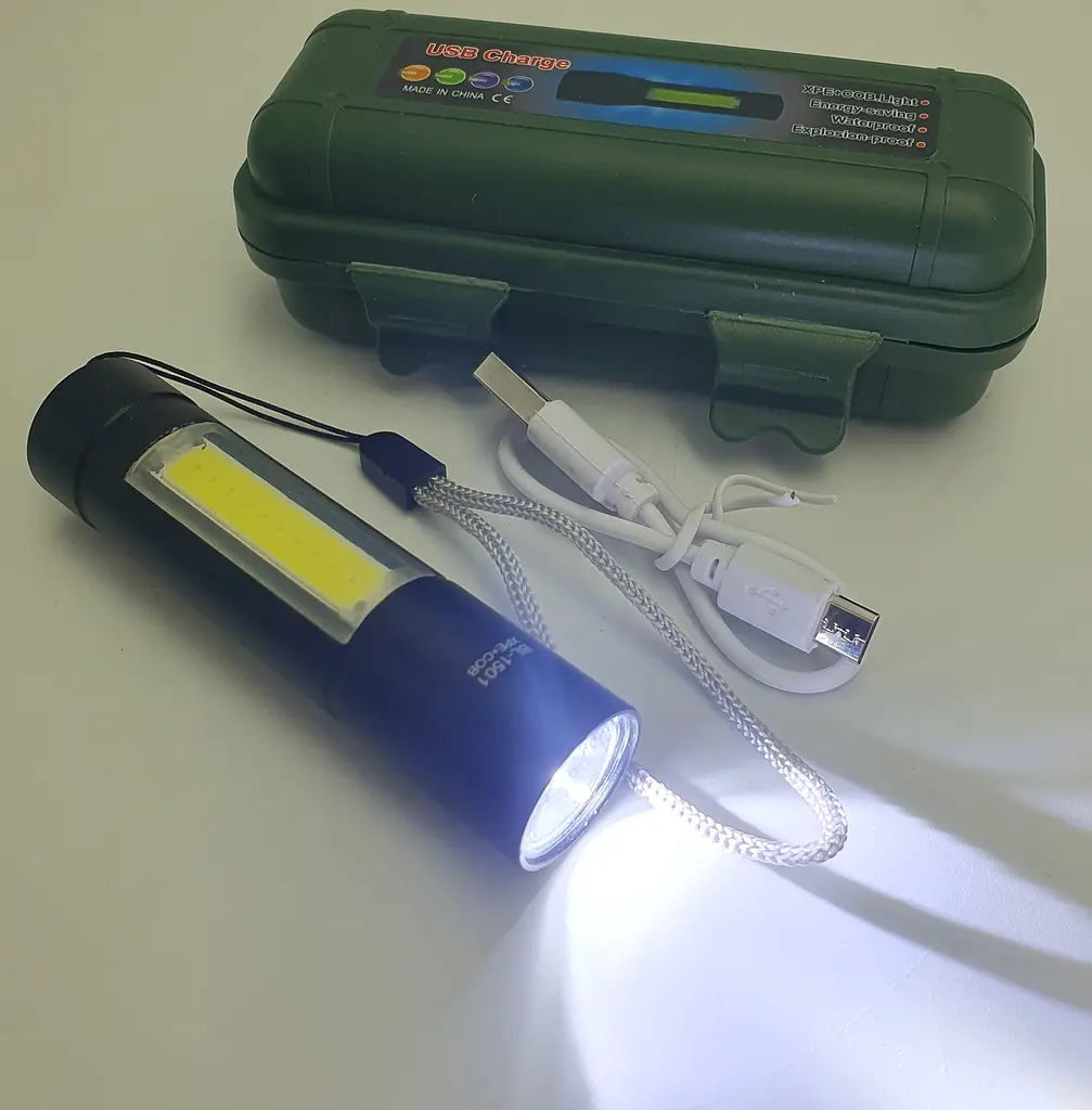Ручний LED ліхтар мініатюрний ліхтарик акумуляторний з бічним COB світильником USB зарядка Bailong BL 1501 XPE+COB - фото 4