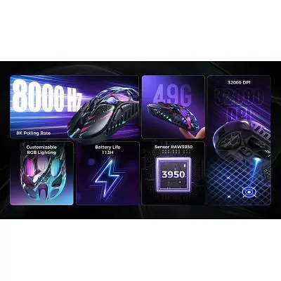 Мишка GravaStar Mercury X Pro 8K RGB Wireless/Bluetooth/USB Neon Graffiti (GS_X_PRO_CG_BLK) - фото 9