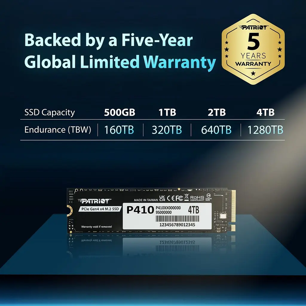 Накопичувач SSD 1TB Patriot P410 M.2 2280 PCIe NVMe 4.0 x4 TLC (P410P1TBM28H) - фото 5