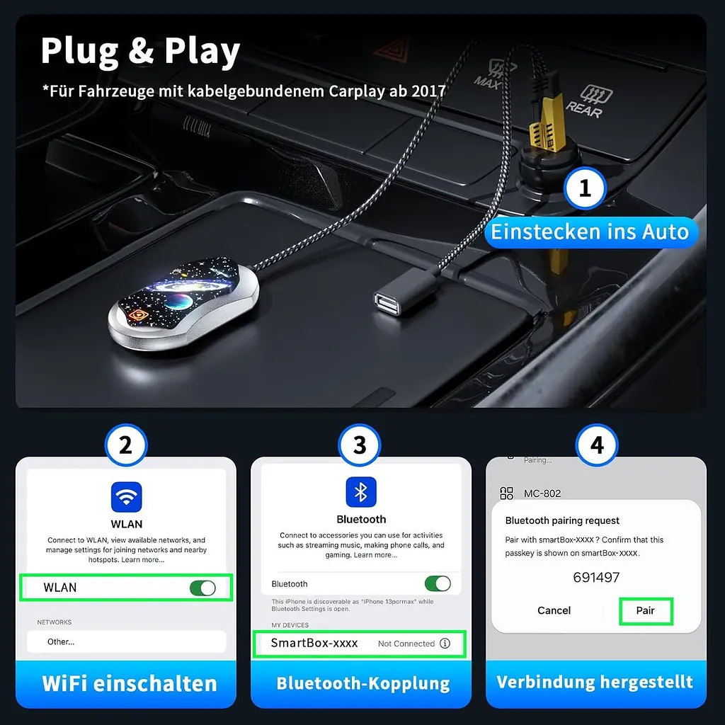 Адаптер CarPlay / Android Auto 3-в-1 для бездротового підключення - фото 7