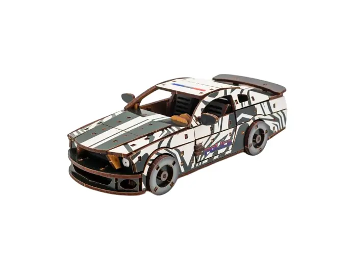 Дерев'яний 3D конструктор Muscle car GT, Puzzleоk (Puz-00639), 162 дет. (біла) - фото 3