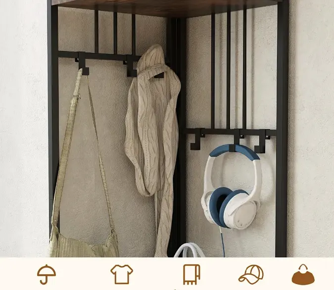 Вішалка для одягу Costway Richi кутова в стилі Loft - фото 6