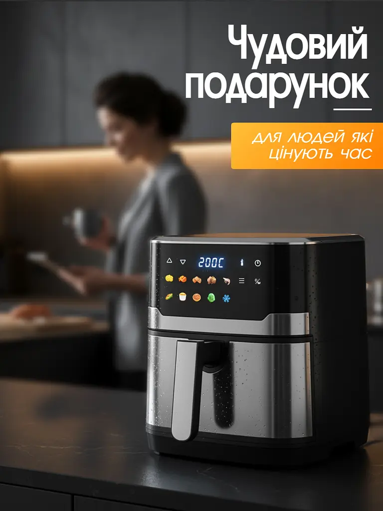 Багатофункціональна мультипіч Sokany AIR FRYER GRILL на 7,5 л 2200 Вт чорний - фото 10