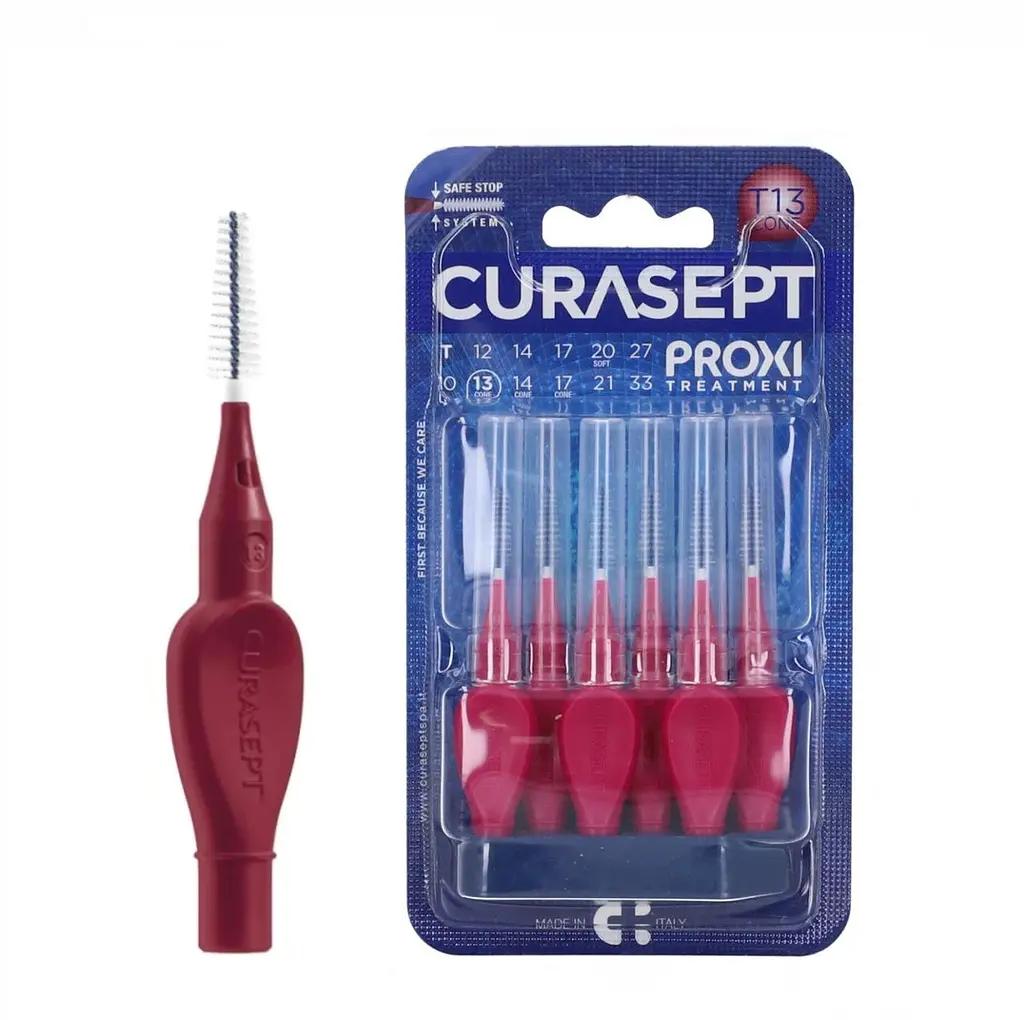 Міжзубний йоржик Curasept Proxi T13cone, ISO4 (1.3 мм, бордо), 6 шт - фото 3