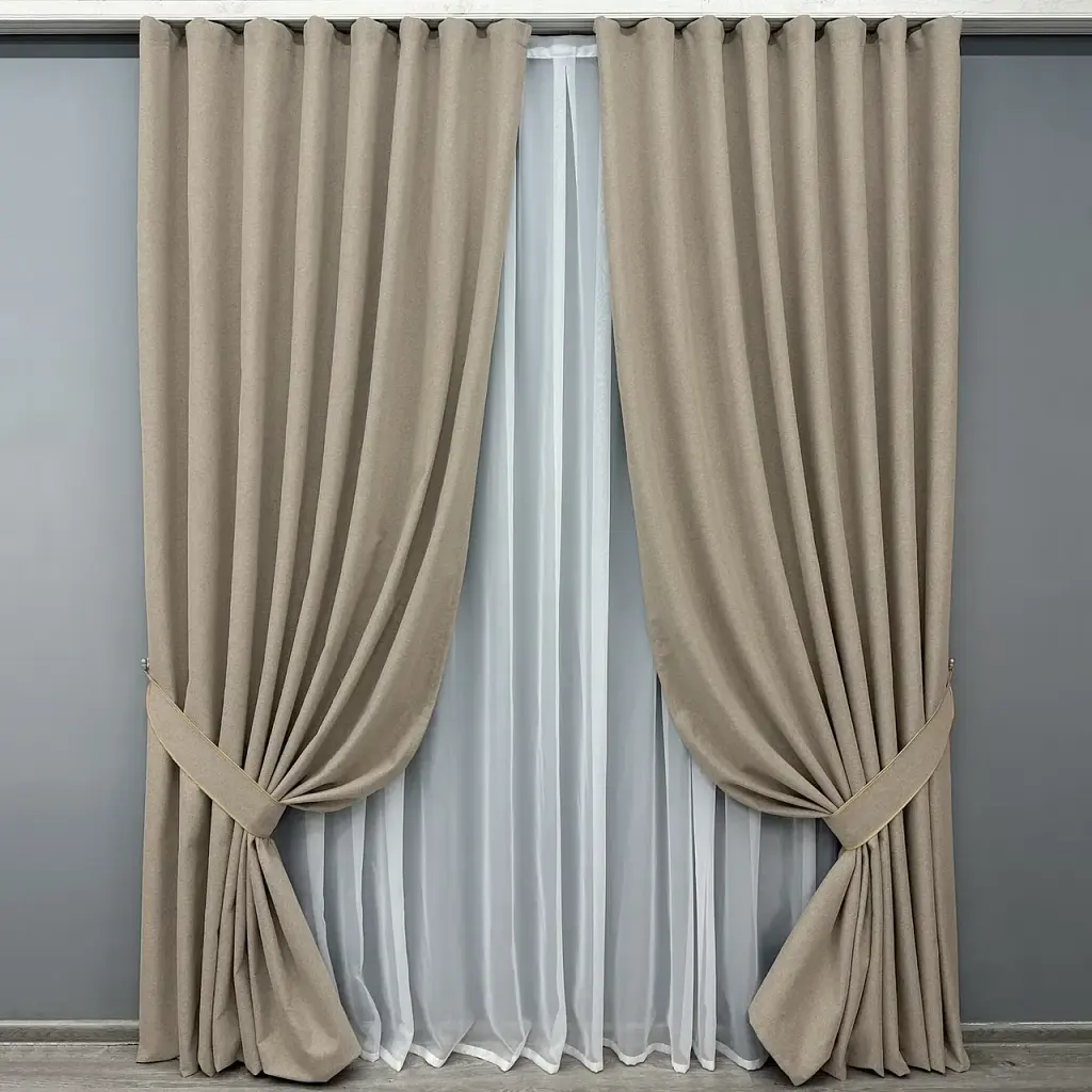 Комплект штор VR-Textil Ashen Night блекаут 2 шт 150x290 см бежевий (1853ш) - фото 2