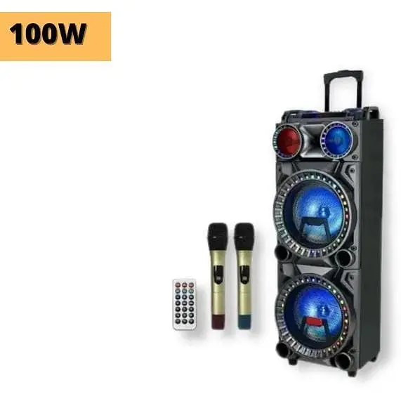 Портативная колонка бумбокс XPRO HS-TS1246 чемодан 100Вт USB SD FM радио Bluetooth 2 микрофона ДУ (MER-15699) - фото 2