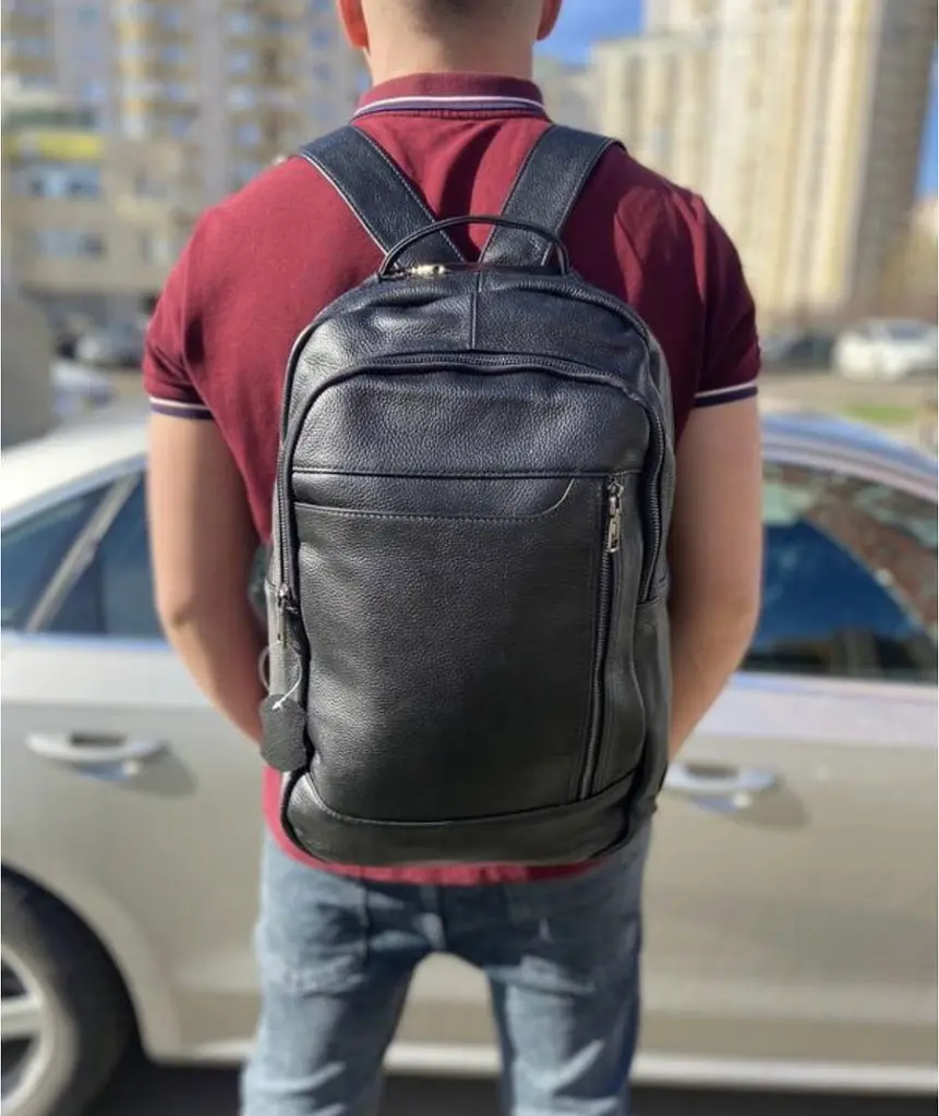 Міський чоловічий рюкзак шкіряний чорний Tiding Bag B2-03555A - фото 9