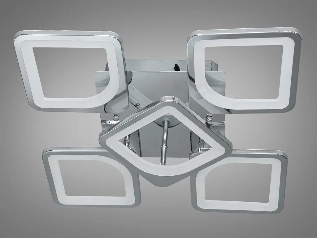 Стельова LED-люстра Diasha S8060/4+1HR з пультом і димером, хром, 70W, 3850 lm, квадратні акрилові плафони 44x44 см - фото 4