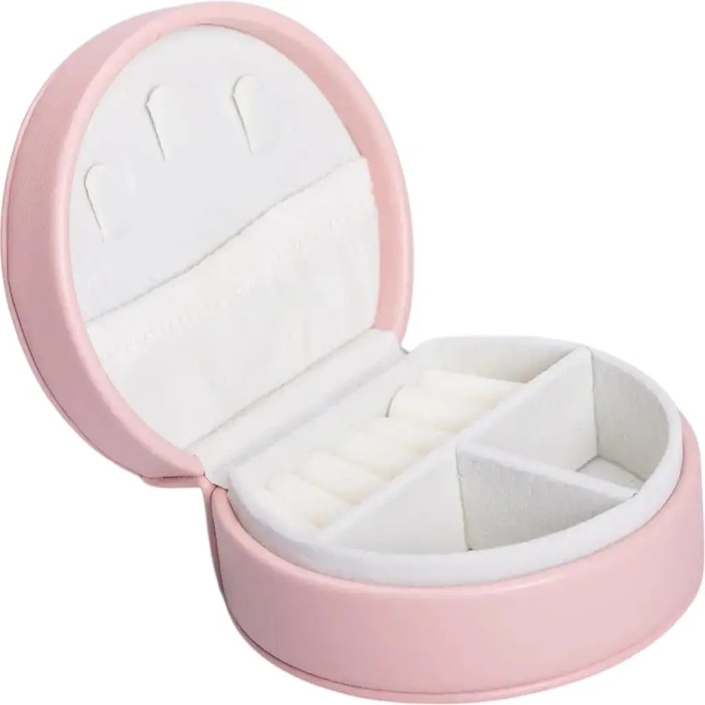 Скринька-органайзер для прикрас Yiwu дорожня на кнопці 10x9x4.5 см рожевий HP-5-31P - фото 2