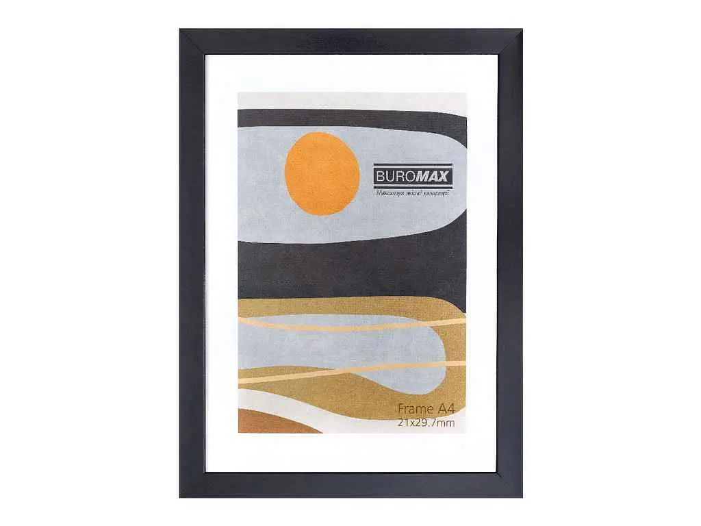 Рамка BUROMAX 21*29,7см А4, чорна пластик - фото 2