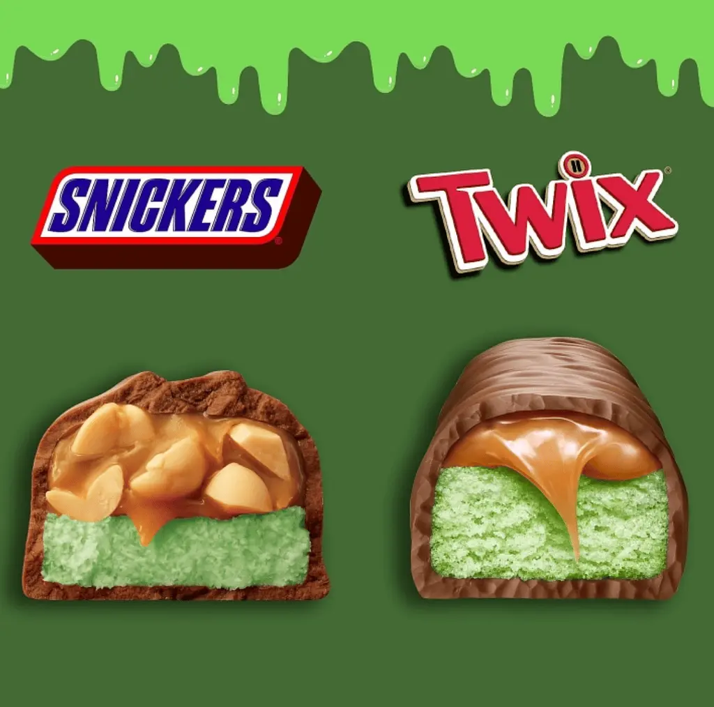 Набір міні-батончиків Mars Twix & Snickers Ghoulish Green Variety Pack 15шт, 244г - фото 2