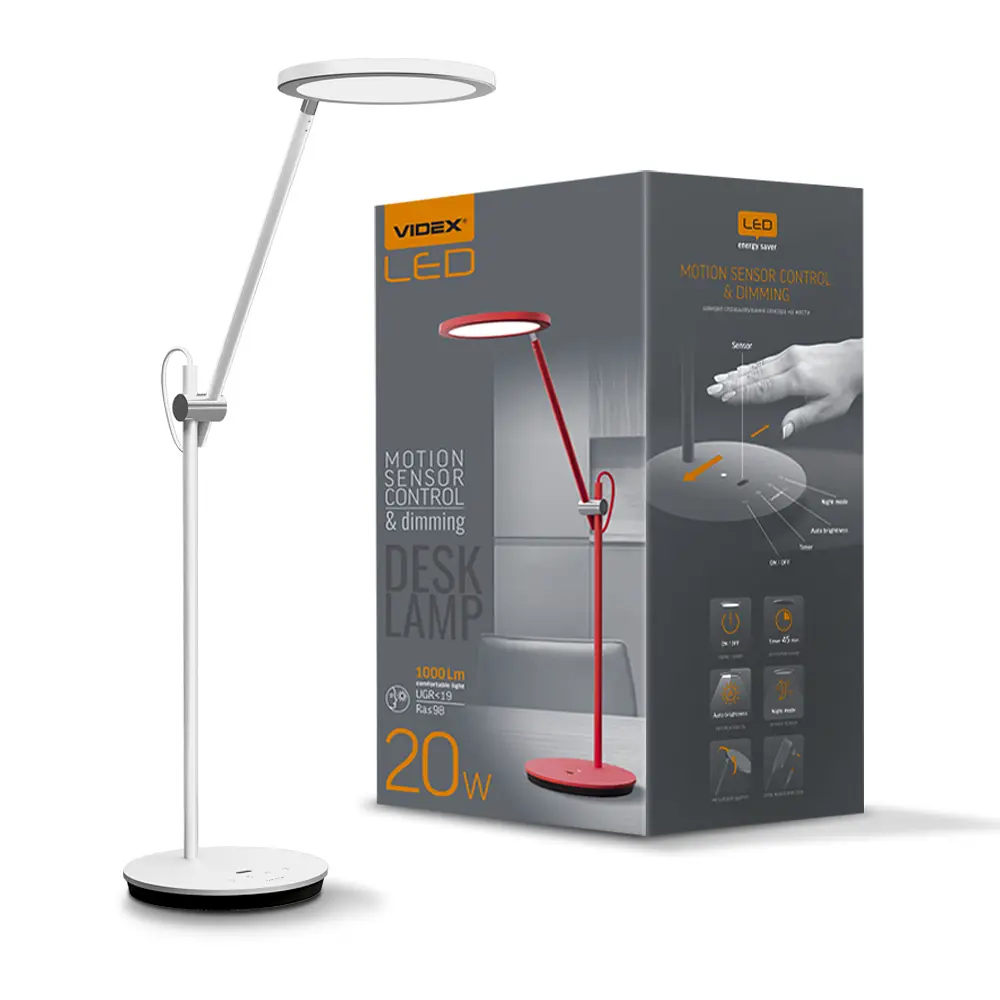LED лампа настiльна VIDEX VL-TF15W 20W 4100K біла VIDEX (26905-000)