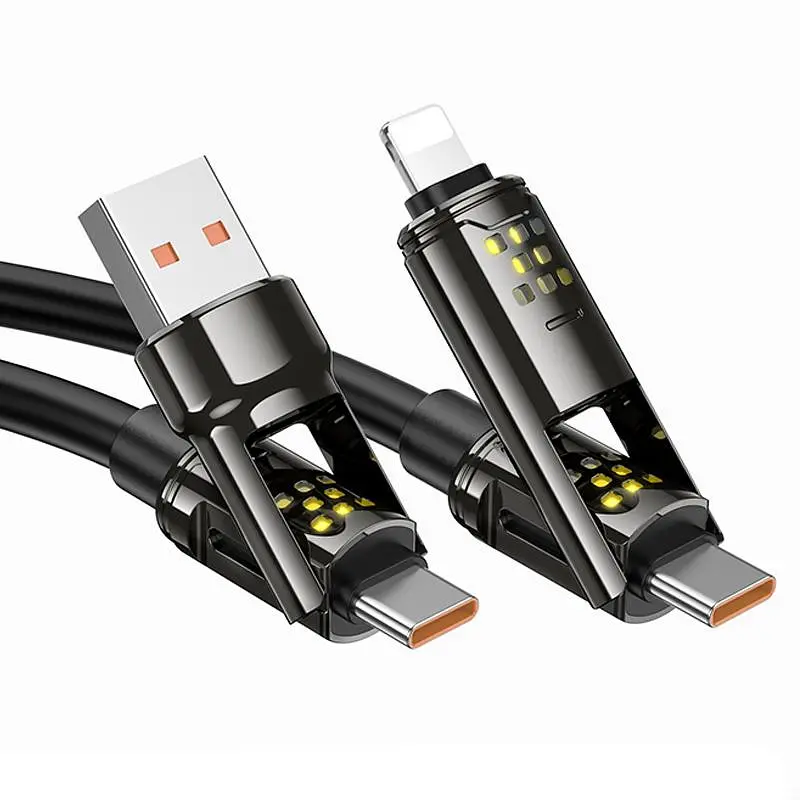 Дата кабель Hoco U143 Joy 4in1 USB to Lightning/Type-C to Type-C 240W (1.2m) - фото 5
