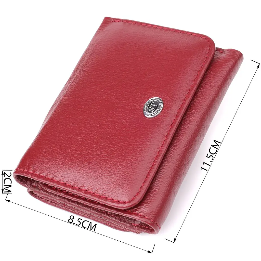 Компактний жіночий гаманець із натуральної шкіри ST Leather 23073 бордовий - фото 3
