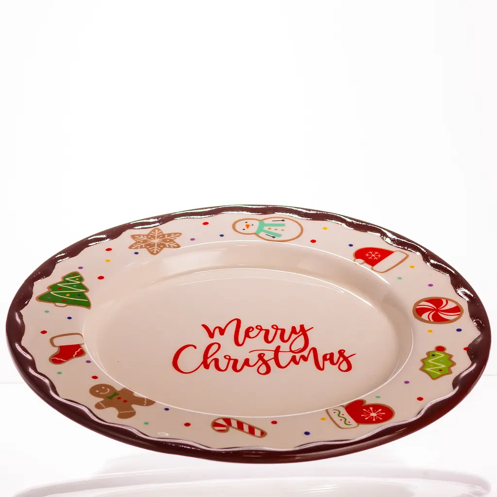 Новогодняя тарелка из фарфора Merry Christmas тарелка на рождество Ø27.5 см тарелки рождественские Yiwu CR-1-39 - фото 2
