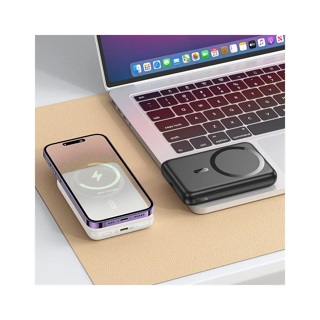 Батарея універсальна HOCO 10000mAh Grace PD/20W Magnetic White (J141 / 714985) - фото 10