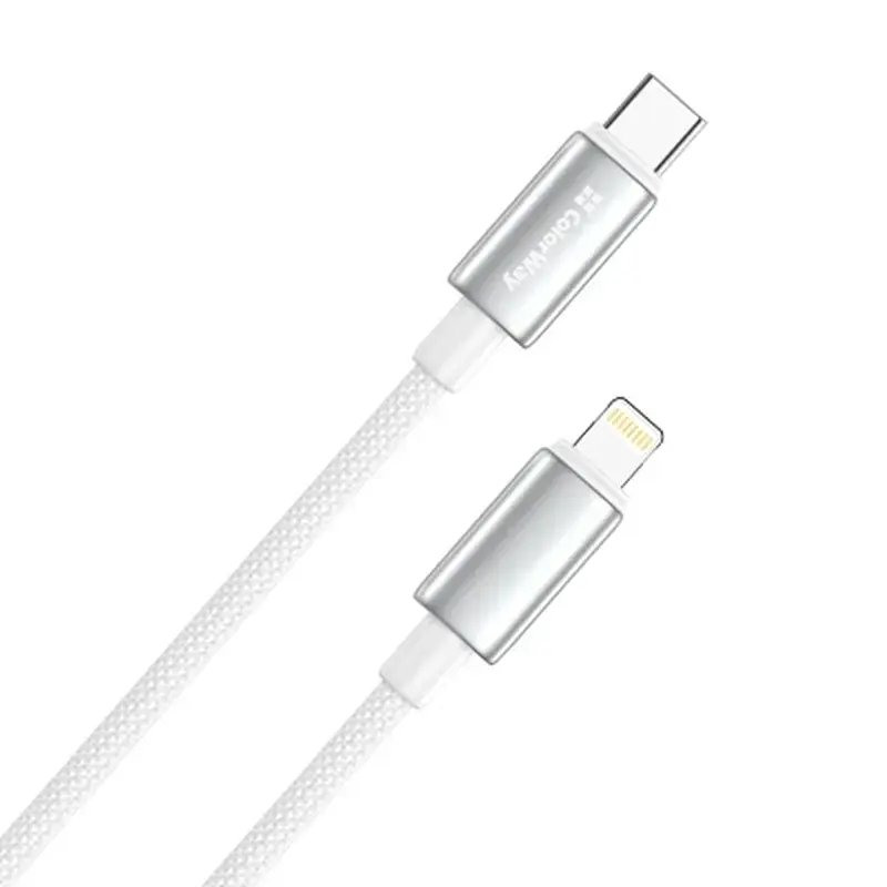 Дата кабель USB-C to Lightning 2.0m PD30W zinc alloy braided white ColorWay (CW-CBPDCL099-WT) - фото 2