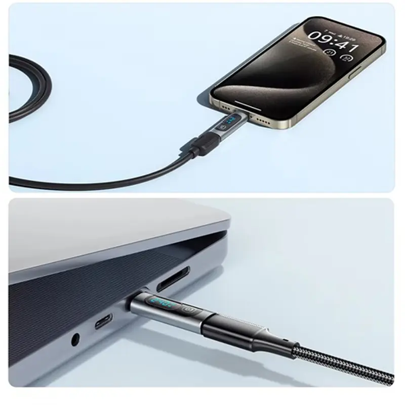 OTG USB Type-C вимірювач потужності зарядки гаджетів до 240 Ватт з дисплеєм Essager ES-OTG16 - фото 6