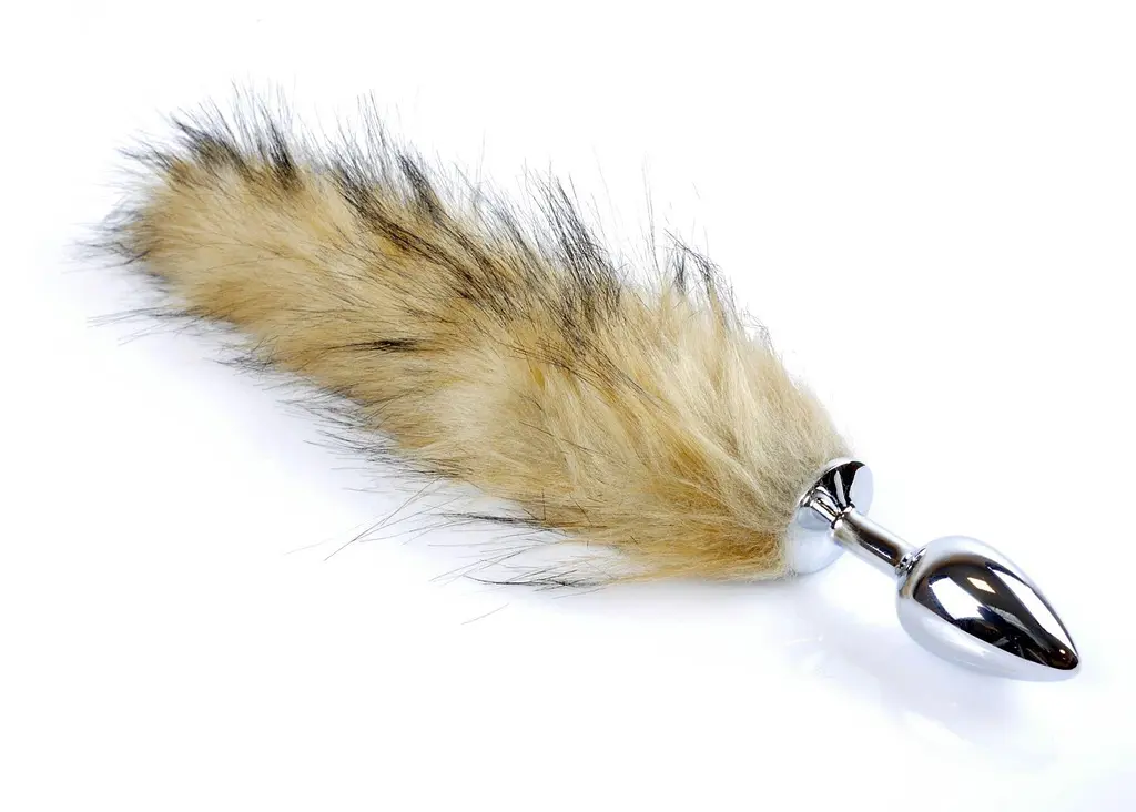 Анальна пробка Fox Tail Brown XL сріблястого кольору - фото 2