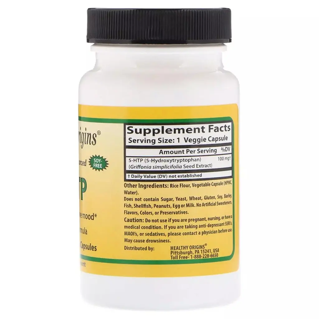 5-HTP Гідрокситриптофан Healthy Origins 100 мг 60 гелевих капсул - фото 2