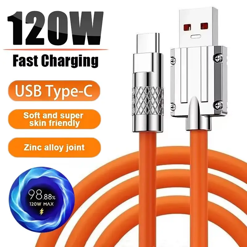 Кабель USB Type-C для швидкого заряджання, силіконовий, 120 W 1 м - фото 2