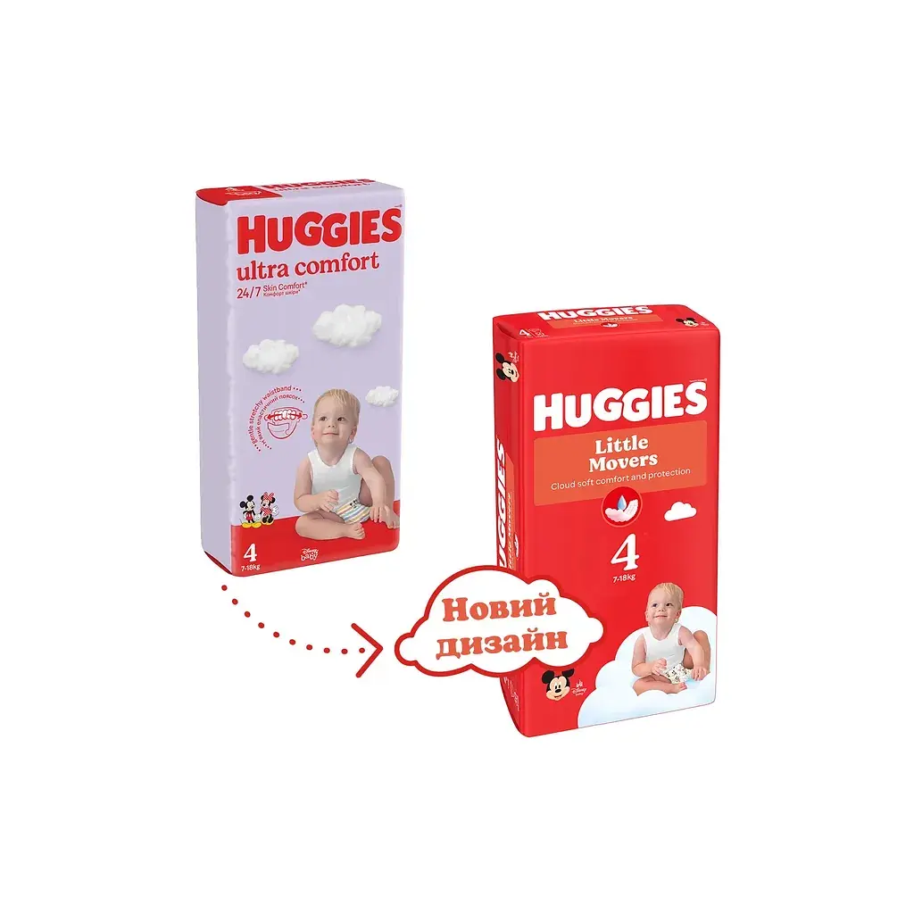 Підгузки Huggies Little Movers 4 (7-18 кг) M-pack, 150 шт (5029053583402) - фото 3