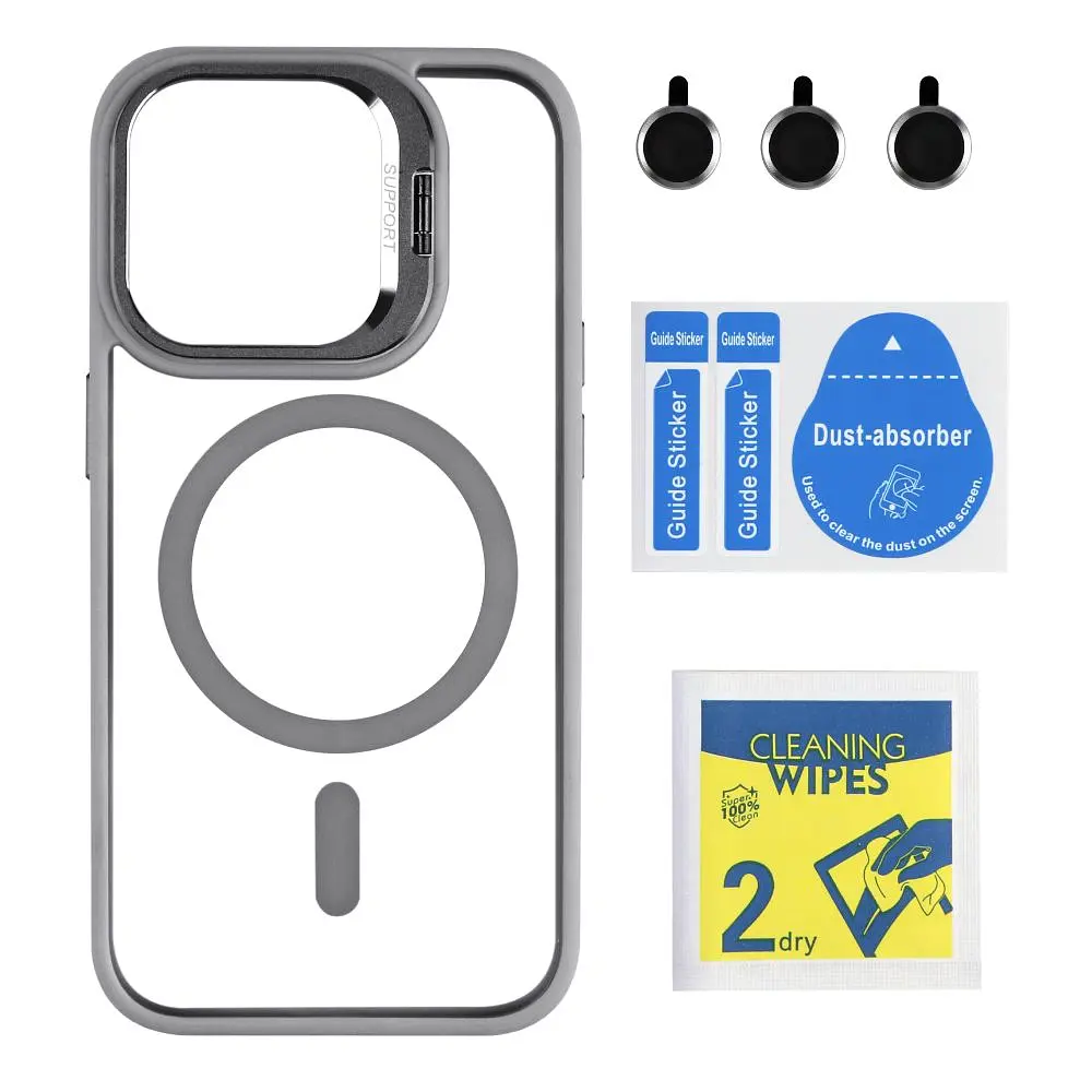 Чохол із підставкою MagSafe TPU PC Metal Stand Case Apple iPhone 14 Pro Grey - фото 2