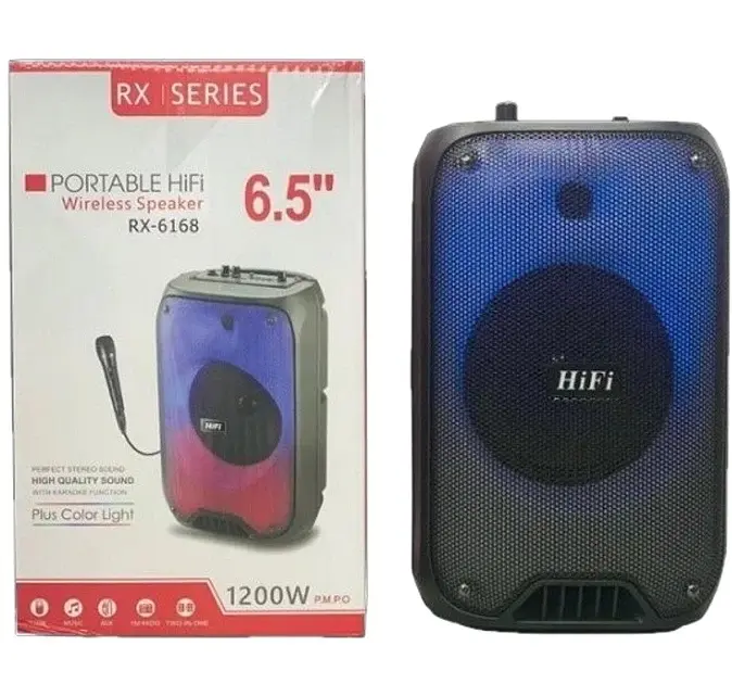 Портативна Bluetooth колонка RIAS RX-6168 6.5" RGB валіза з караоке 2400 mAh 10W Black - фото 4
