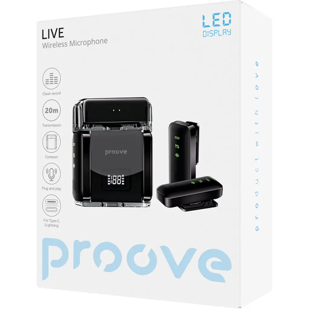 Мікрофонна радіосистема Proove Live Type-C/Lightning Black [PLWM00012101] [121888] - фото 6
