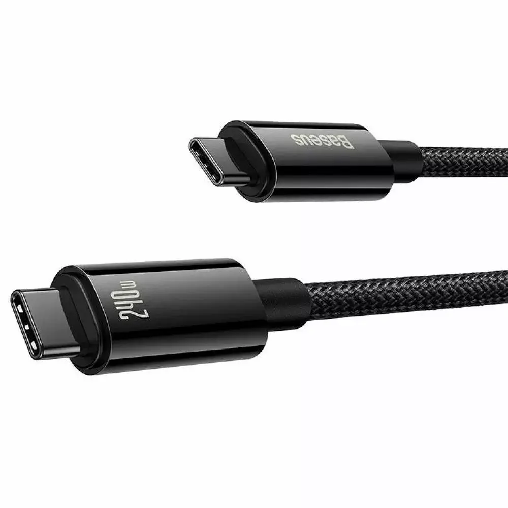 Кабель Baseus Tungsten Gold Fast Charging Cable Type-C to Type-C 240W 2m CAWJ040101 Black - фото 3