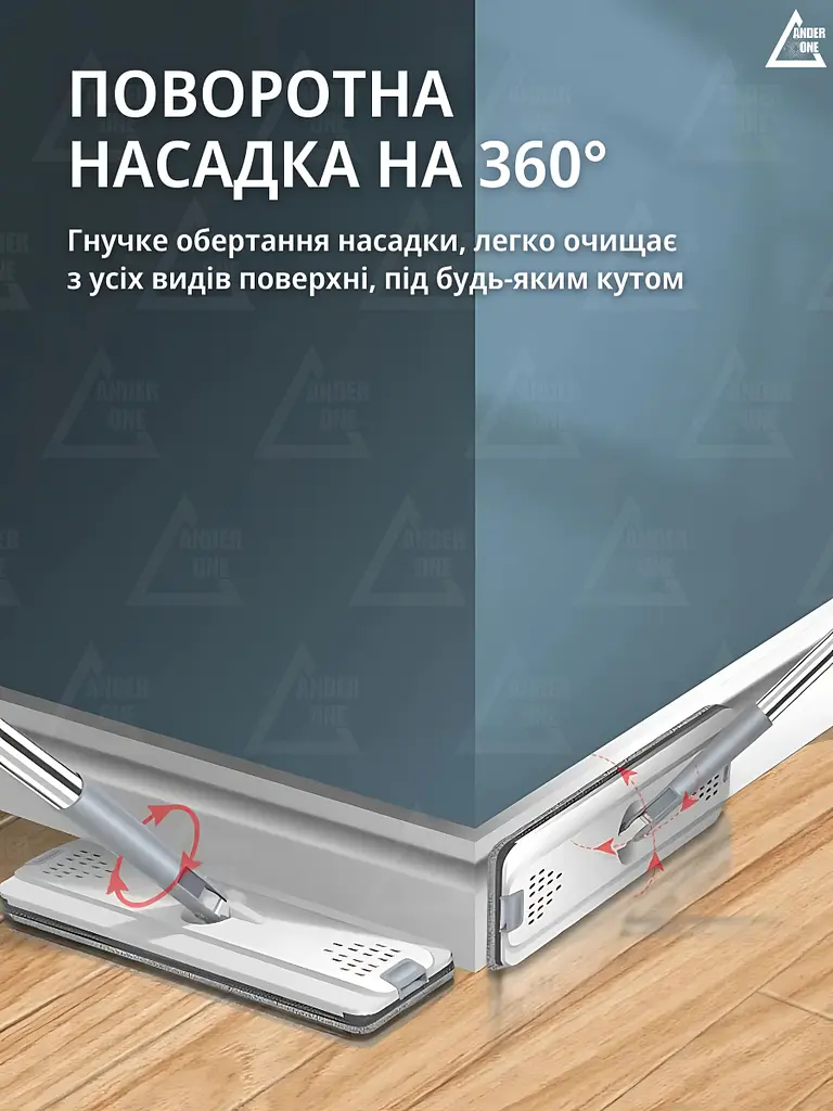 Комплект для домашнього прибирання легка швабра лентяйка, що обертається на 360°, зі складною ручкою та відром для віджимання 6л - фото 7