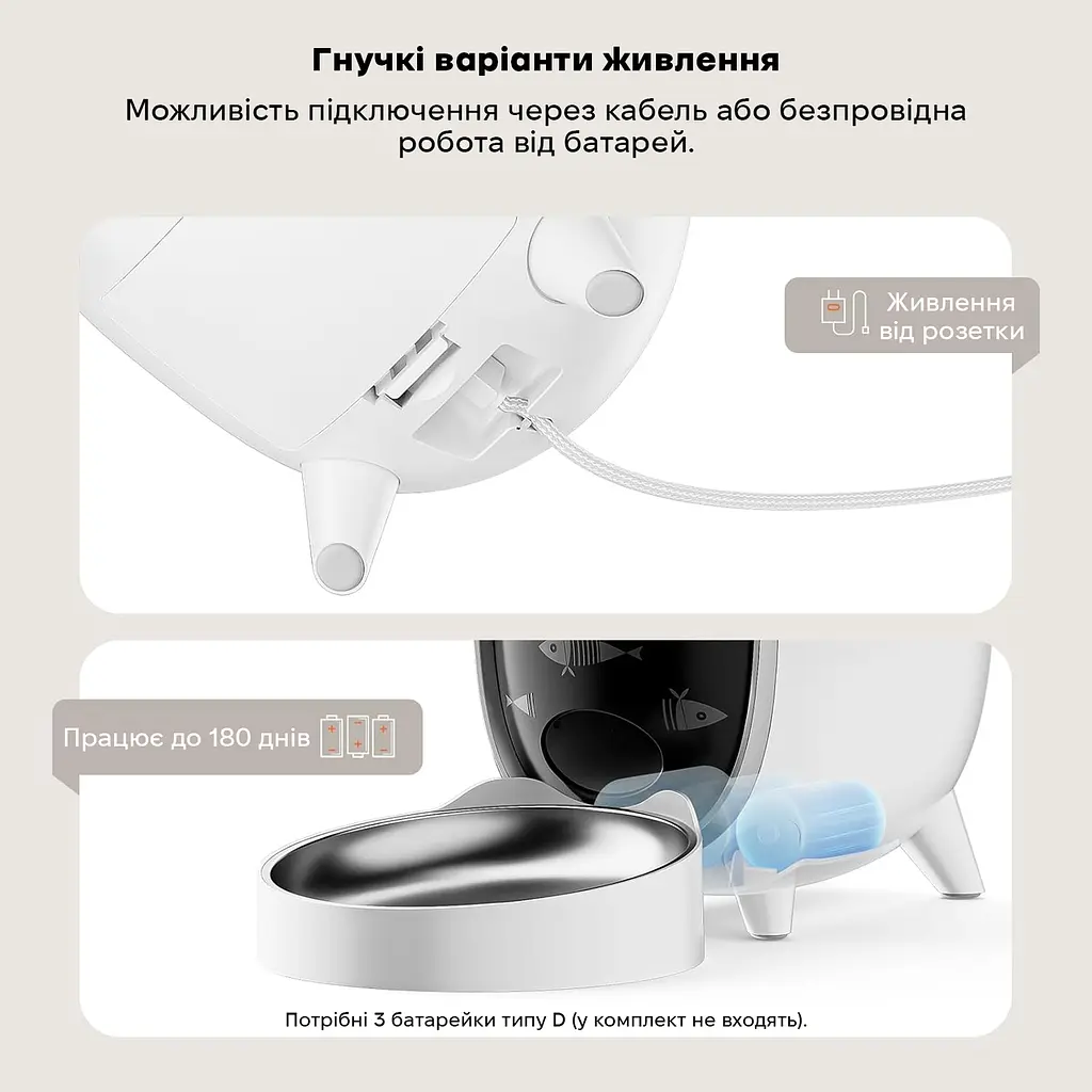 Автоматична годівниця для котів DUDUPET F01 3 л Wi-Fi з голосовим повідомленням, білий - фото 7