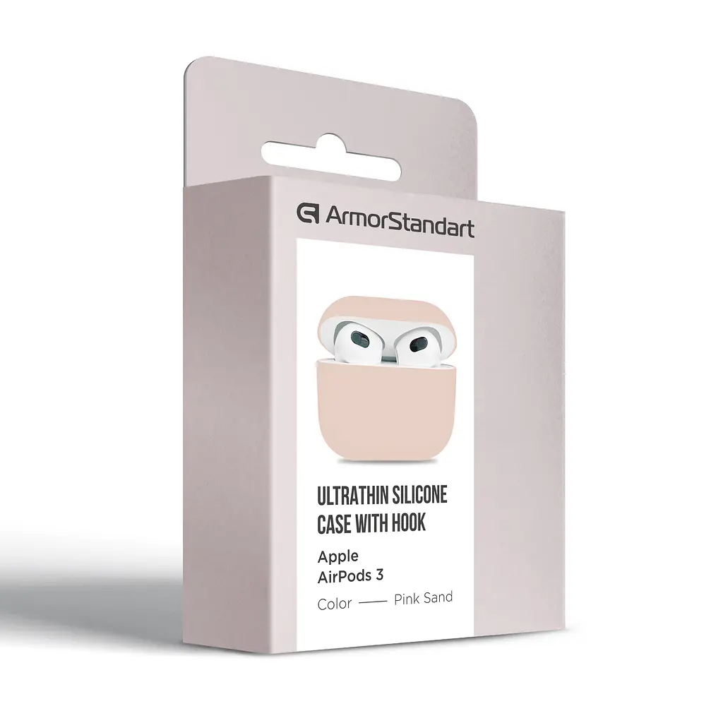 Силіконовий чохол для навушників Apple AirPods 3, Ultrathin Silicone Case, пудровий, захисний чохол, ультратонкий і легкий, захист від подряпин і пилу, м"який силікон, ArmorStandart (ARM60287) - фото 3