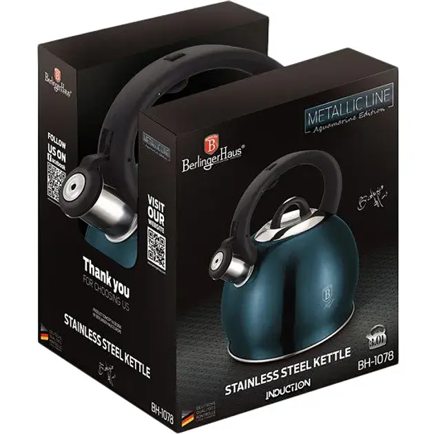 Чайник Berlinger Haus зі свистком аквамарин 3 л (BH 1078N) - фото 2