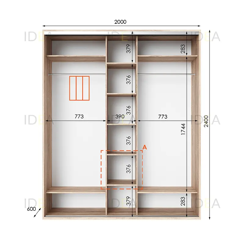 Шафа-купе Idea серія 2 200 x 60 x 240 см Дуб сонома - фото 2