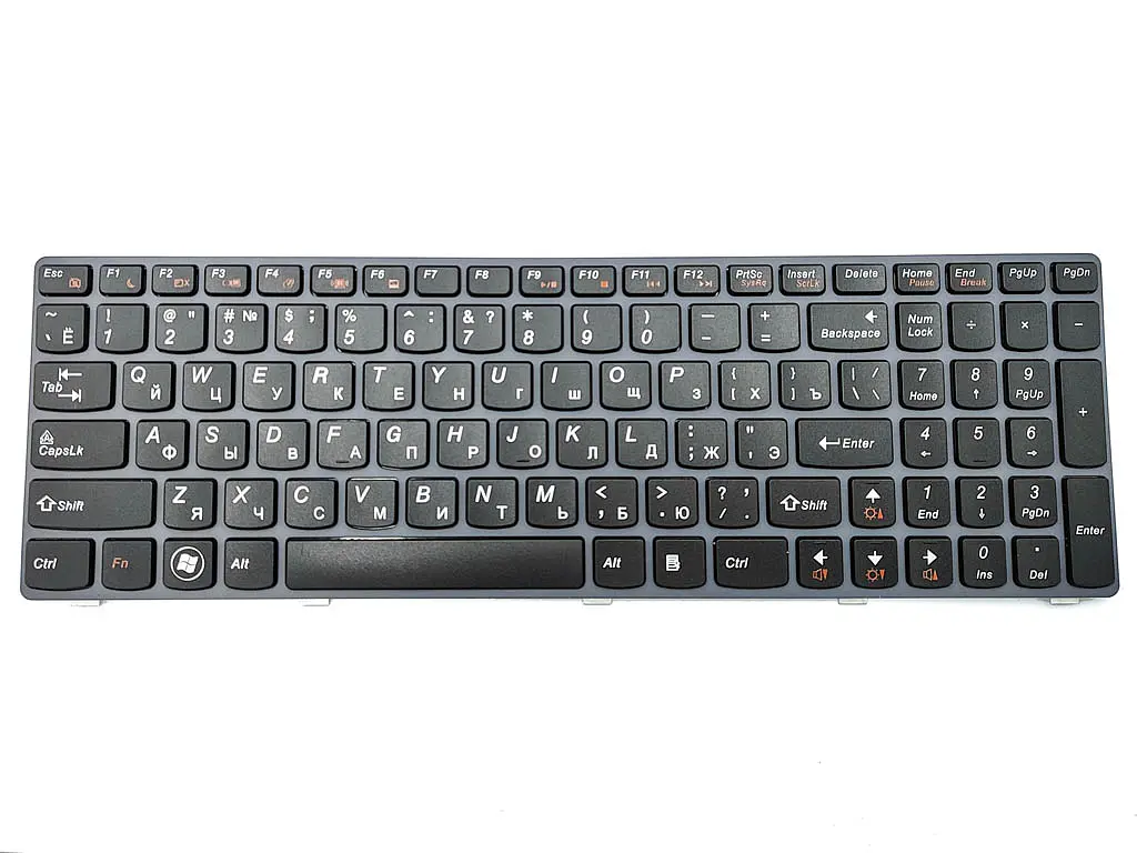 Клавіатура для LENOVO IdeaPad Z580, G580, G585, Z580A, Z585 (RU Black, сіра рамка) - фото 3