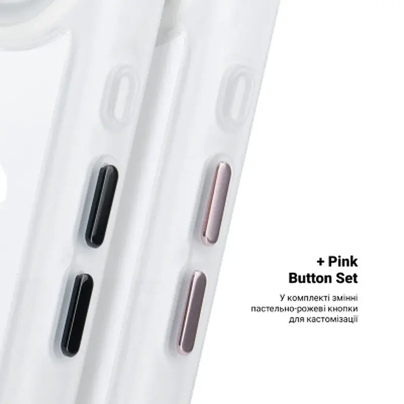 Чохол до мобільного телефона Armorstandart Unit MagCase Apple iPhone 17 Air Clear Silver + Pink Button Set (ARM90584) - фото 5