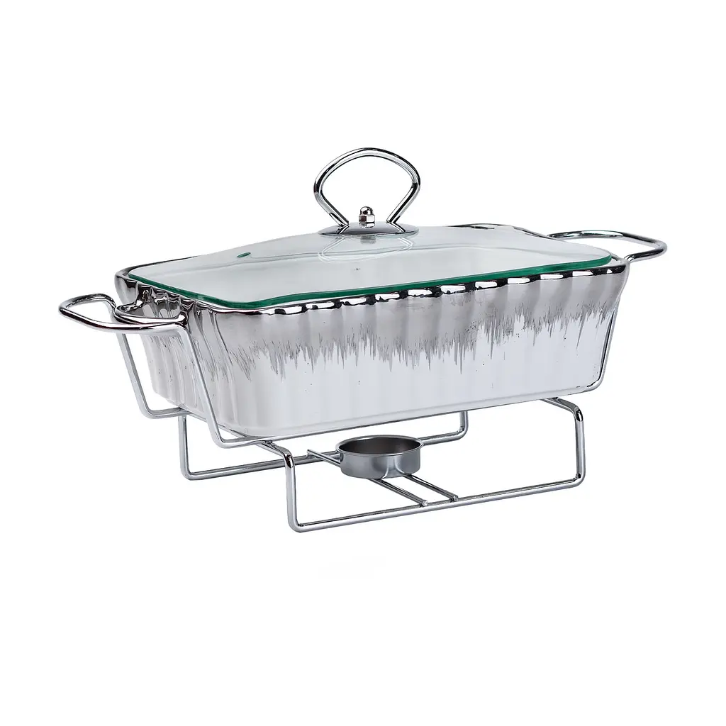 Мармит прямоугольный 1 литр с подогревом для вторых блюд Серебристый Yiwu HP1019 - фото 4