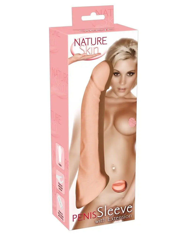 Насадка на член Orion Nature Skin Penis Sleeve With Extension, +5 см (тілесний) - фото 8