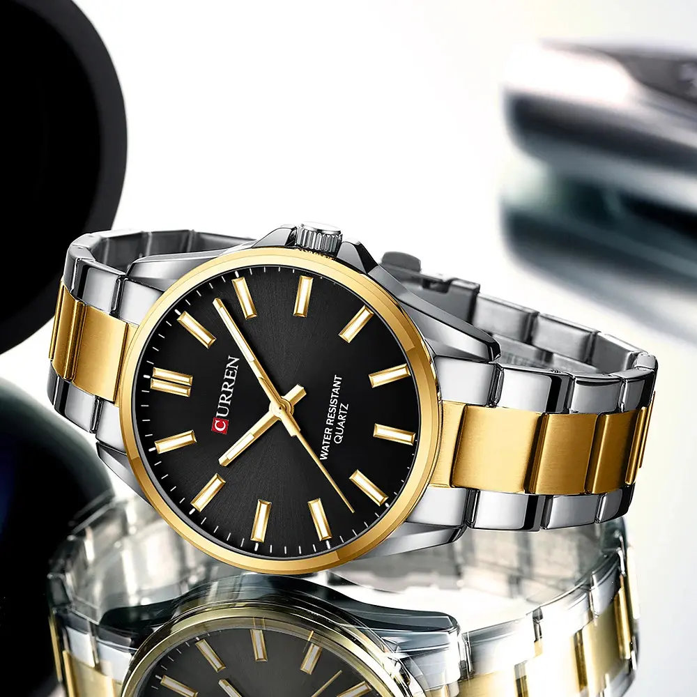 Наручний годинник чоловічий 9090 Silver-Gold-Black Curren acs0031464 - фото 2